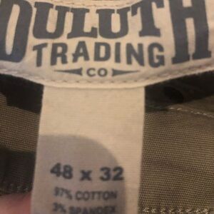 Duluth trading co flex fire hose beige double knee  cargo pants sz 48x32